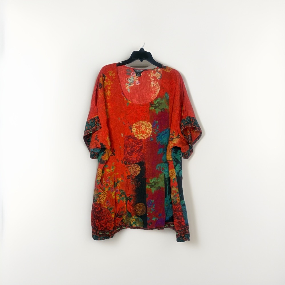 Citron Santa Monica Oriental Floral Asian Design Women's Sz XL